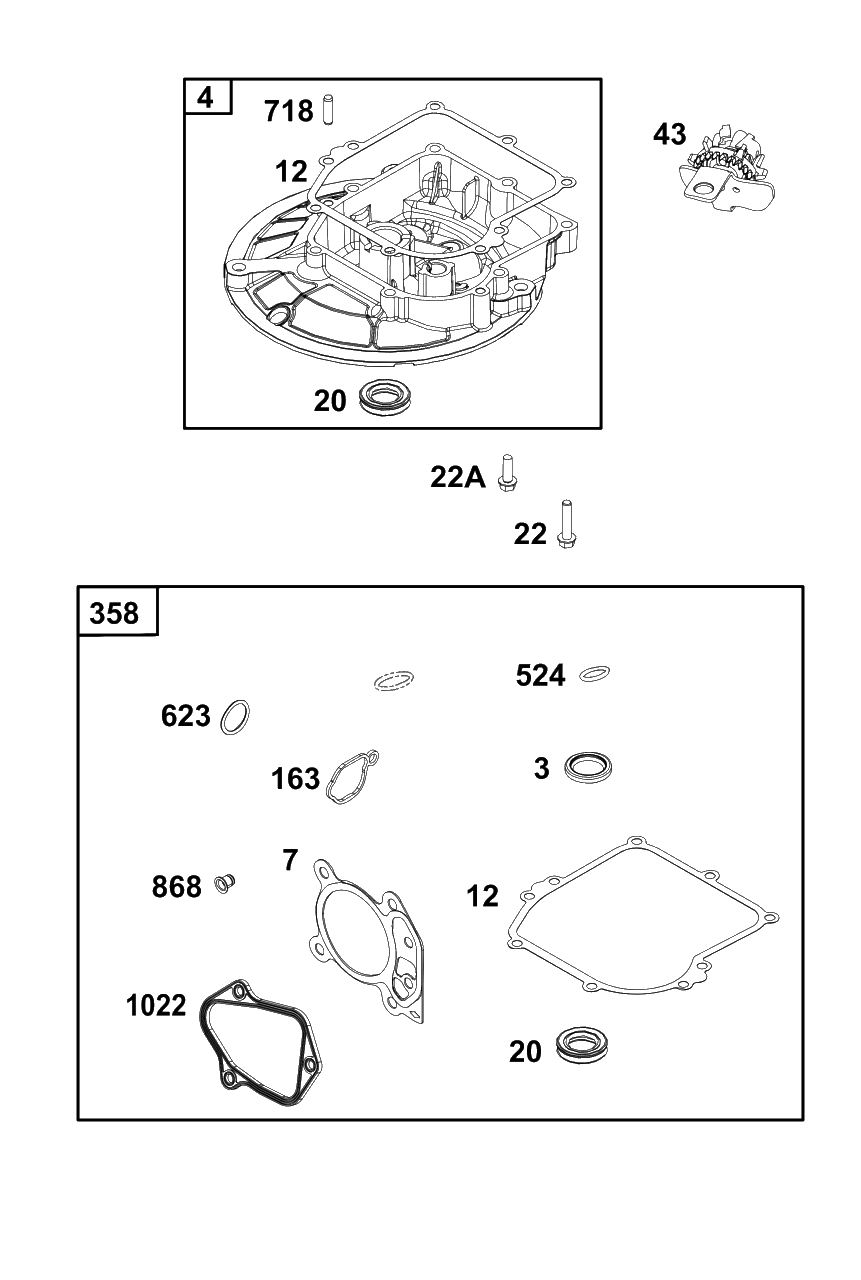 Crankcase Cover/Sump Group Diagram and Parts List for 8P502-0090-H5  Briggs and Stratton Engine